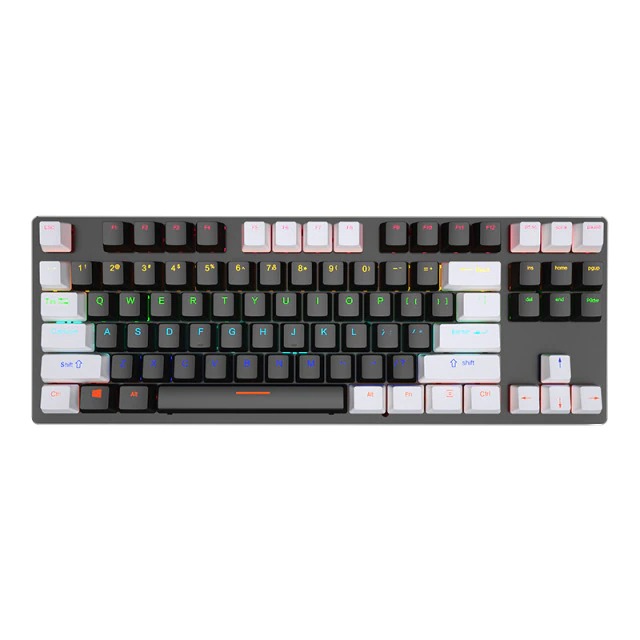 Tastatura gaming, mecanica Spicy Black, K 550, 87 taste ,7 moduri iluminare Rgb, culoare negru cu alb - Kids Goo