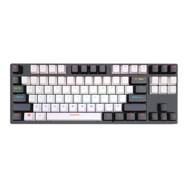 Tastatura gaming, White in Dark 550, 87 taste ,7 iluminare led, Usb, Rgb, culoare alb cu negru - Kart Goo